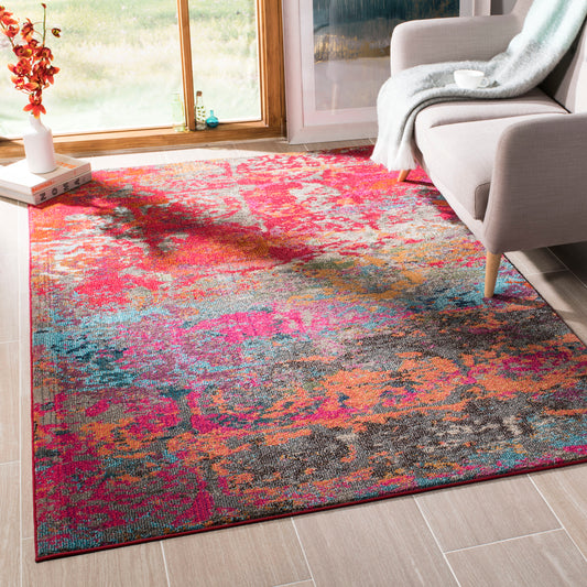 Safavieh Monaco Wendson 9 x 12 (ft) Loomed Polypropylene Fuchsia/Blue Rectangular Indoor Distressed/Overdyed Vintage Spot Clean Only Area rug