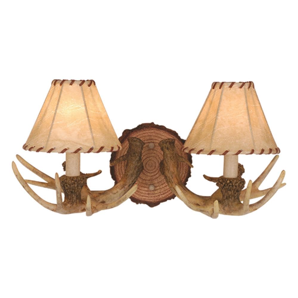 Cascadia Lodge 17-in W 2 -Light Brown Rustic Wall Sconce