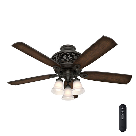 Hunter Promenade 54-in Brittany Bronze with Burnished Cherry/Cherry Blades Ceiling Fan With Light - Remote Included ( 5 -Blade ) 1352749