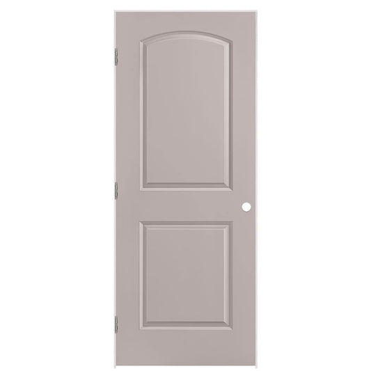 Masonite 32-in x 80-in Driftwood Hollow core 2-panel round top Right hand Smooth Prefinished Molded composite Flat Jamb Single Prehung Interior Door