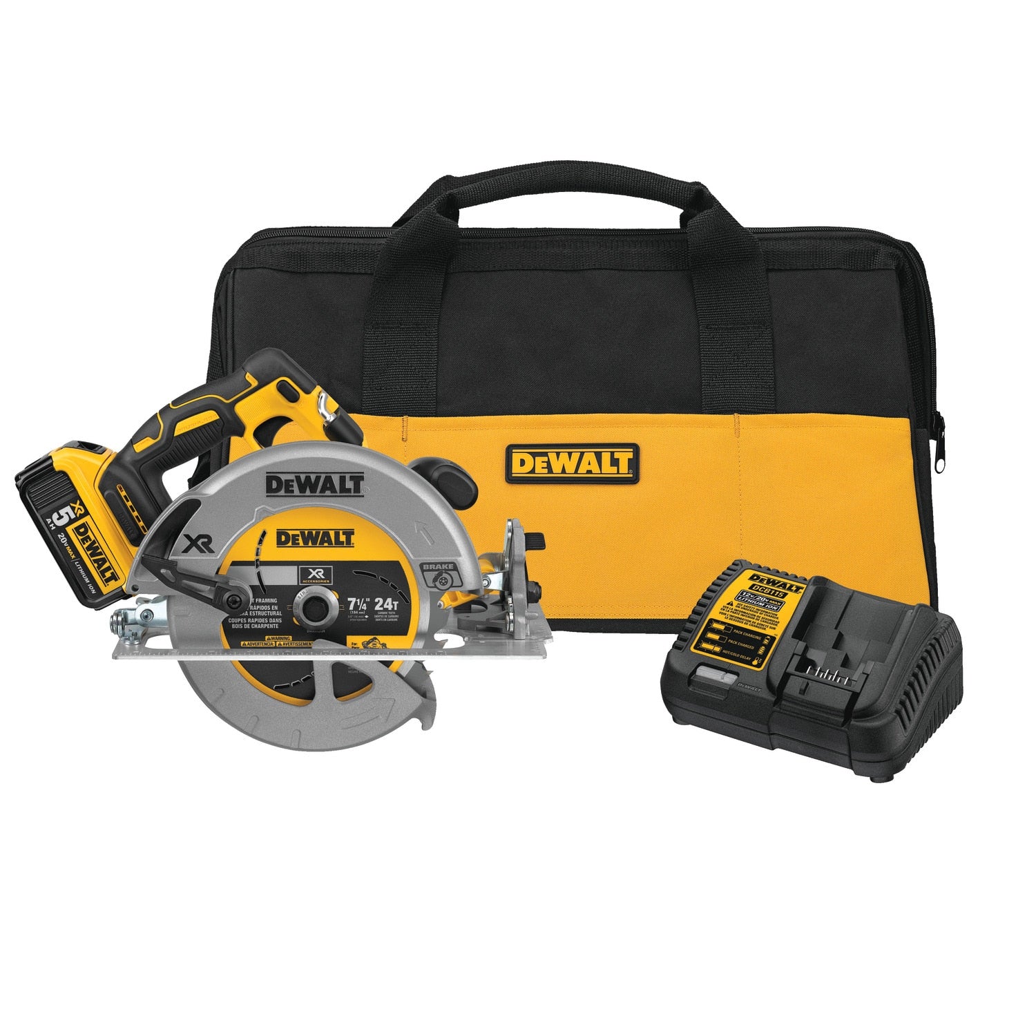 DEWALT XR 20-volt Max 7-1/4-in Brushless Cordless Circular Saw Kit (1-Battery & Charger Included) DCS570P1