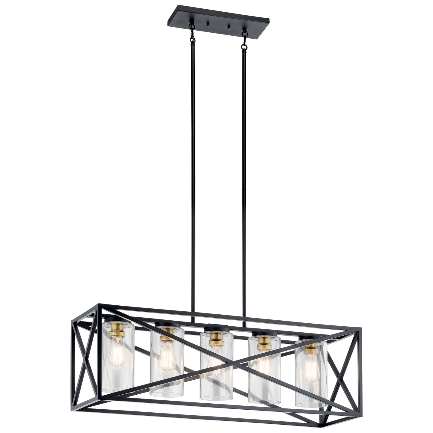 Kichler Moorgate 5 -Light Black Farmhouse Cage For Use in Bedrooms, Dining Rooms, Foyers, Kitchens, Living Rooms Chandelier 1331795