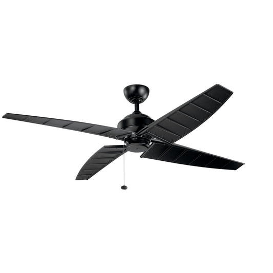 Kichler Surrey 60-in Outdoor Satin Black with Satin Black Blades Ceiling Fan Light Kit Compatible ( 4 -Blade ) 1336937