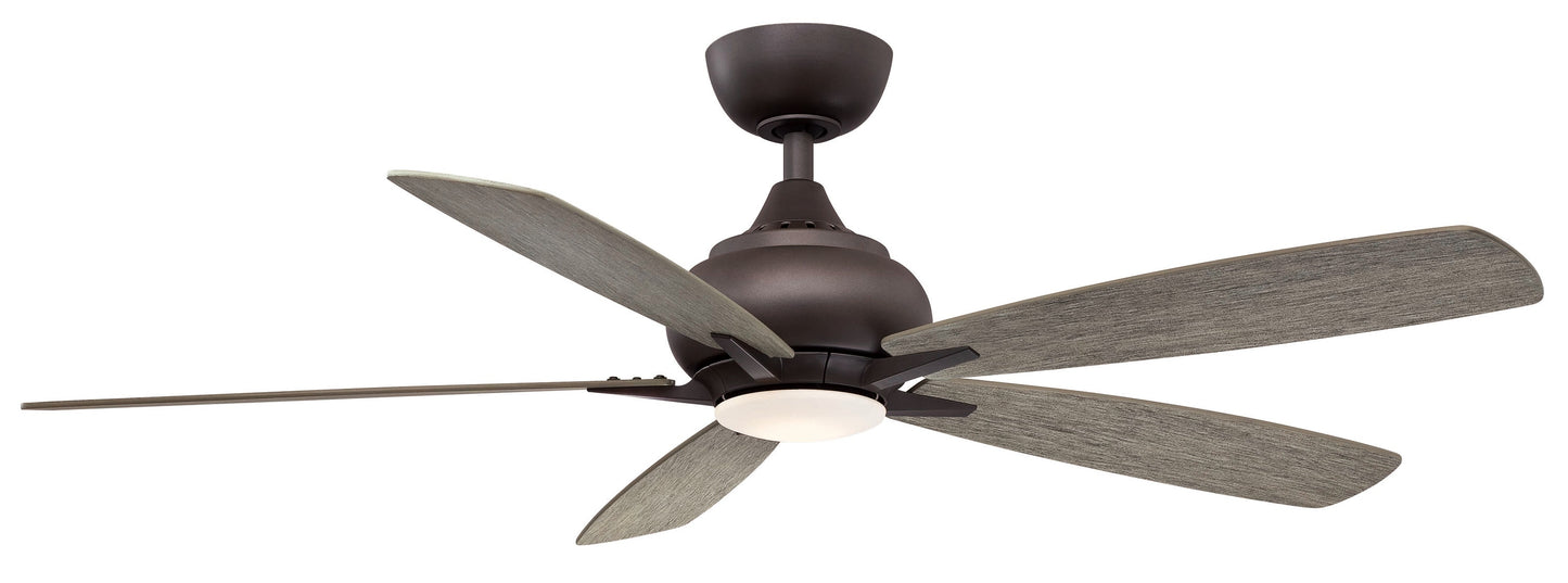 Fanimation Doren 52-in Integrated LED Matte greige with Weathered wood Blades Ceiling Fan With Light - Remote Included ( 5 -Blade ) 1391712