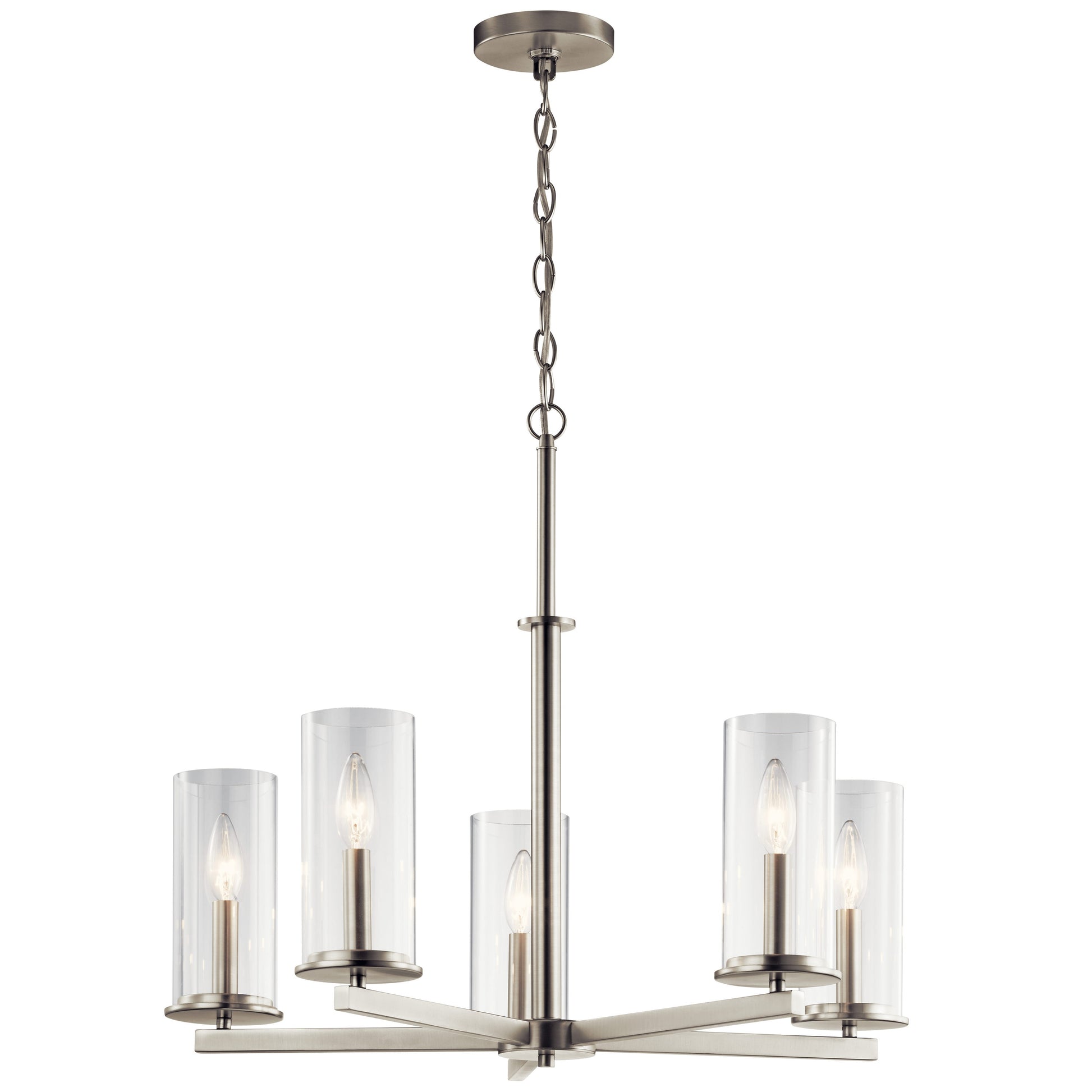 Kichler Crosby 5 -Light Brushed Nickel Transitional Cage For Use in Bedrooms, Dining Rooms, Foyers, Kitchens, Living Rooms Chandelier 1331778