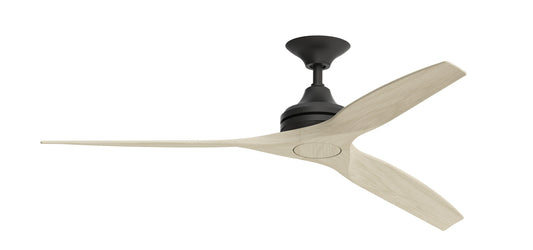 Fanimation Spitfire 60-in Outdoor Black with Washed White Blades Propeller Ceiling Fan Light Kit Compatible - Remote Included ( 3 -Blade ) 1448760