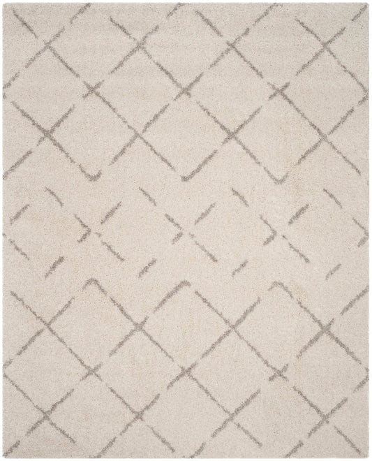 Safavieh Arizona Myra Shag 11 x 15 (ft) Loomed Polyester/Polypropylene Ivory/Beige Rectangular Indoor Trellis Moroccan Spot Clean Only Area rug