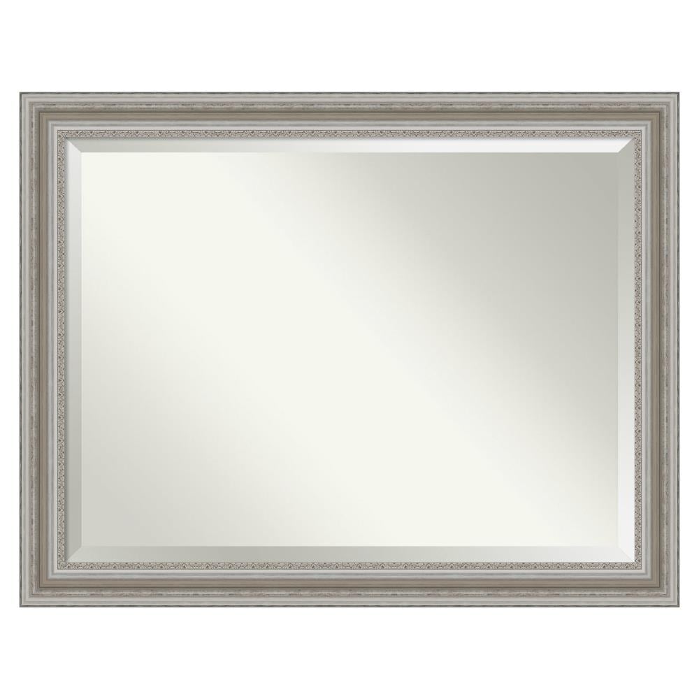 Amanti Art Parlor 45.5-in x 35.5-in Framed Rectangle Bathroom Vanity Mirror ( Antique Silver )