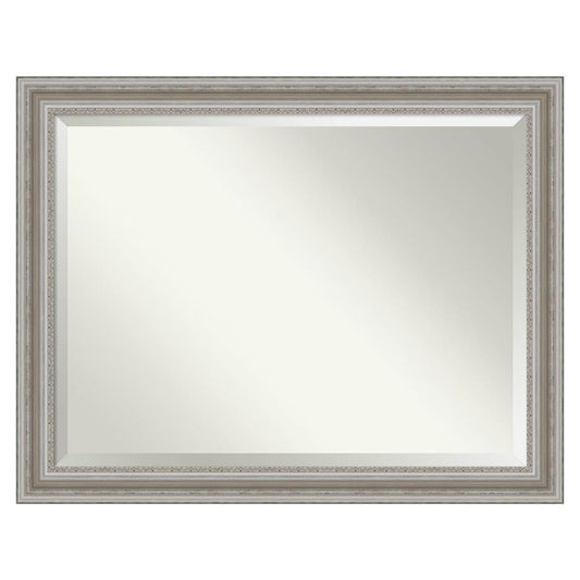 Amanti Art Parlor 45.5-in x 35.5-in Framed Rectangle Bathroom Vanity Mirror ( Antique Silver )