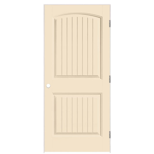 Masonite 36-in x 80-in Cream N Sugar Hollow core 2-panel Right hand Smooth Prefinished Molded composite Flat Jamb Single Prehung Interior Door with