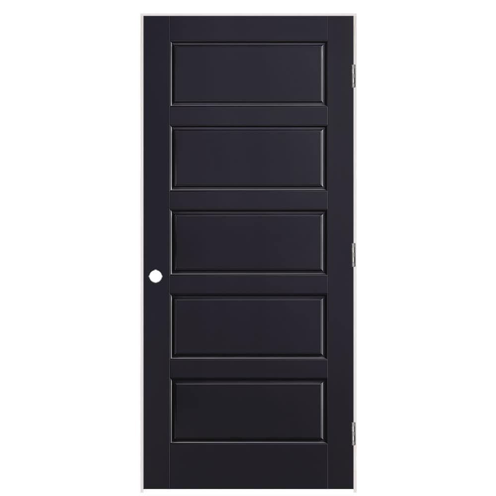 Masonite 36-in x 80-in Midnight Hollow core 5-panel Left hand Smooth Prefinished Molded composite Flat Jamb Single Prehung Interior Door with