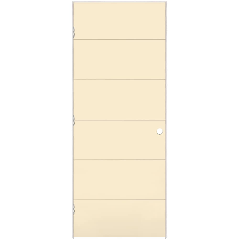 Masonite 36-in x 80-in Moonglow Hollow core Flush Right hand Smooth Prefinished Molded composite Flat Jamb Single Prehung Interior Door