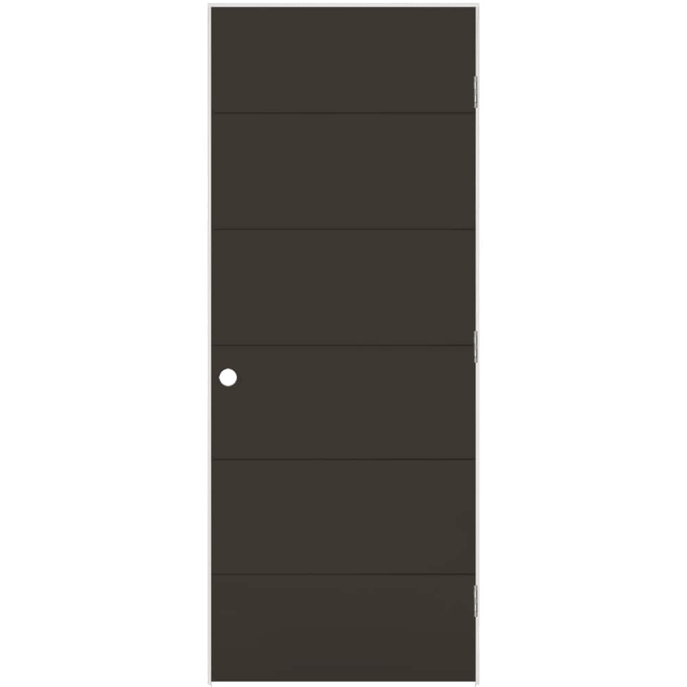 Masonite 32-in x 80-in Slate Hollow core Flush Left hand Smooth Prefinished Molded composite Flat Jamb Single Prehung Interior Door