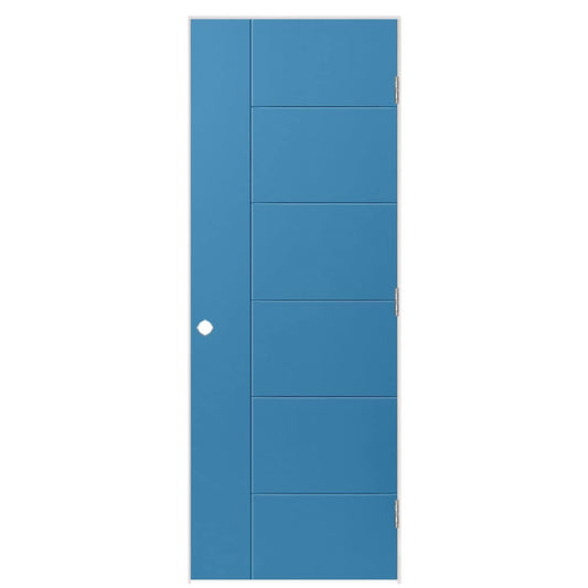 Masonite 30-in x 80-in Blue Heron Hollow core Flush Left hand Smooth Prefinished Molded composite Flat Jamb Single Prehung Interior Door with