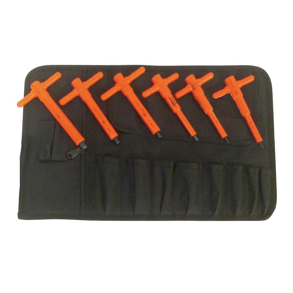 Jameson 6-Piece Metric T-Shaped Hex Key Set with Flat End, Case Included, 1,000-Volt Rated for Live Line Applications JT-KT-02665
