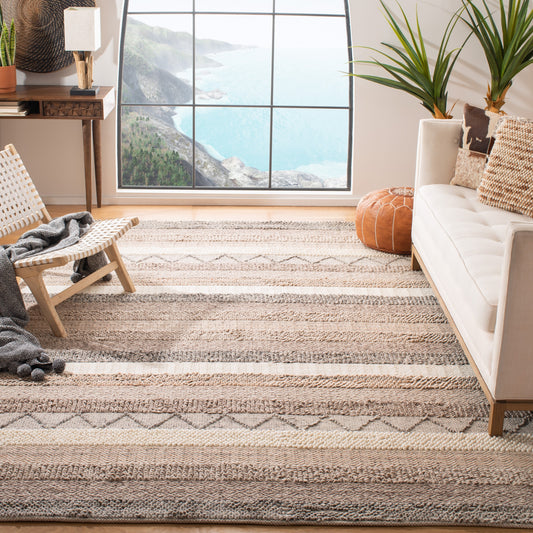 Safavieh Natura Denali 10 x 14 (ft) Wool Beige Rectangular Indoor Stripe Coastal Spot Clean Only Area rug