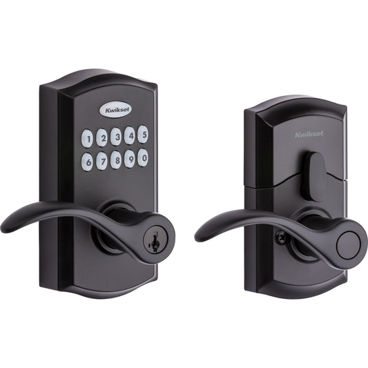 Kwikset SmartCode 955 Matte Black Electronic Handle Smartkey with Keypad 955PML 514 SMT CP