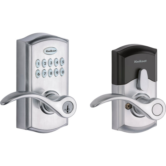 Kwikset SmartCode 955 Satin Chrome Electronic Handle Smartkey with Keypad 955PML 26D SMT CP