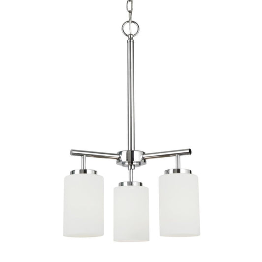 Generation Lighting Oslo 3 -Light Chrome Indoor Etched glass Glass Metal Chandelier