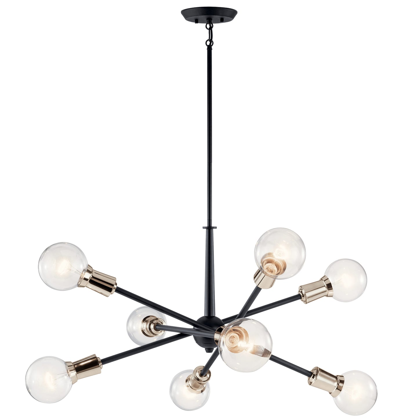 Kichler Armstrong 8 -Light Black Mid-century For Use in Bedrooms, Dining Rooms, Foyers, Kitchens, Living Rooms Chandelier 1477257
