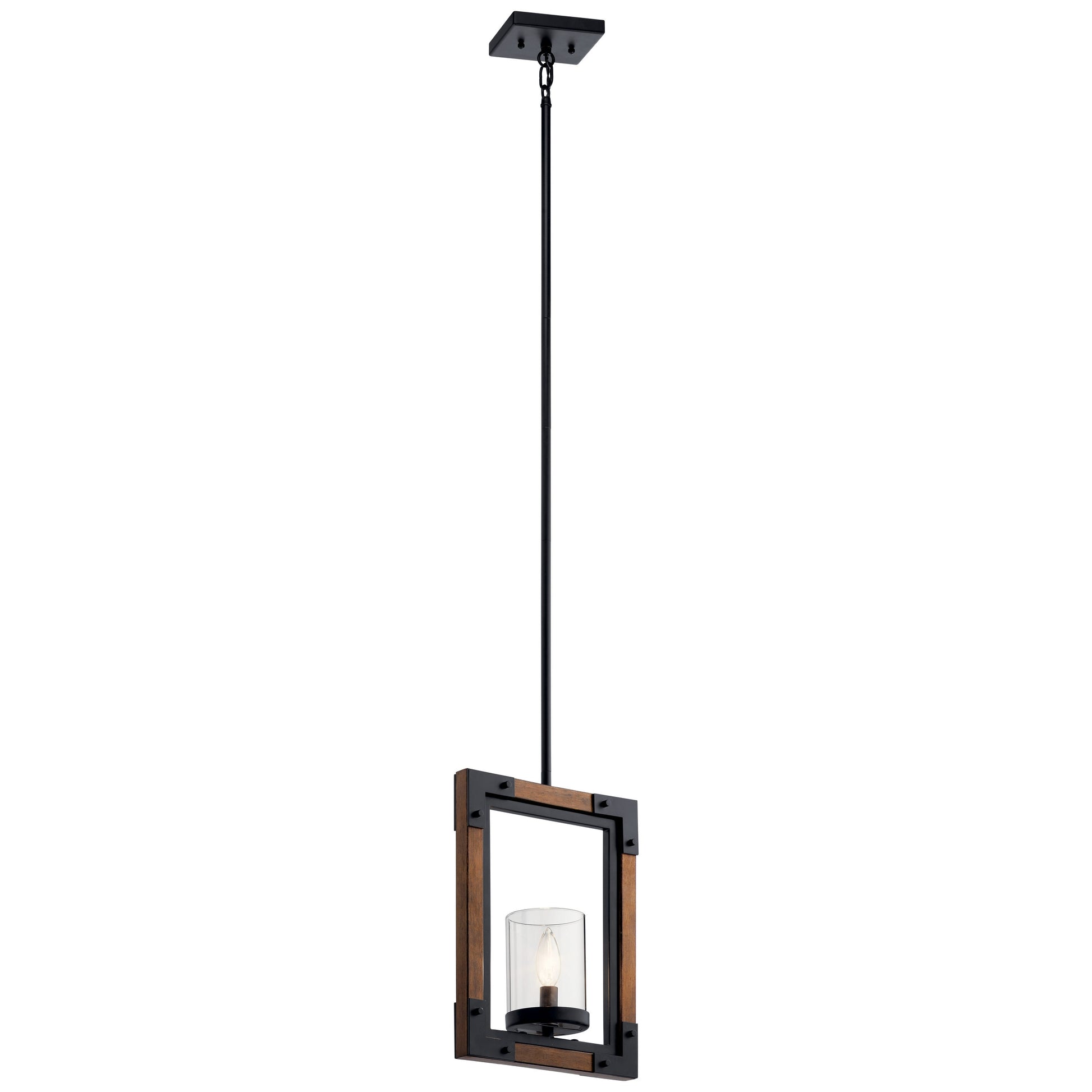 Kichler Marimount 1 -Light Auburn Stained Rustic Square Mini Hanging Pendant light 1477275