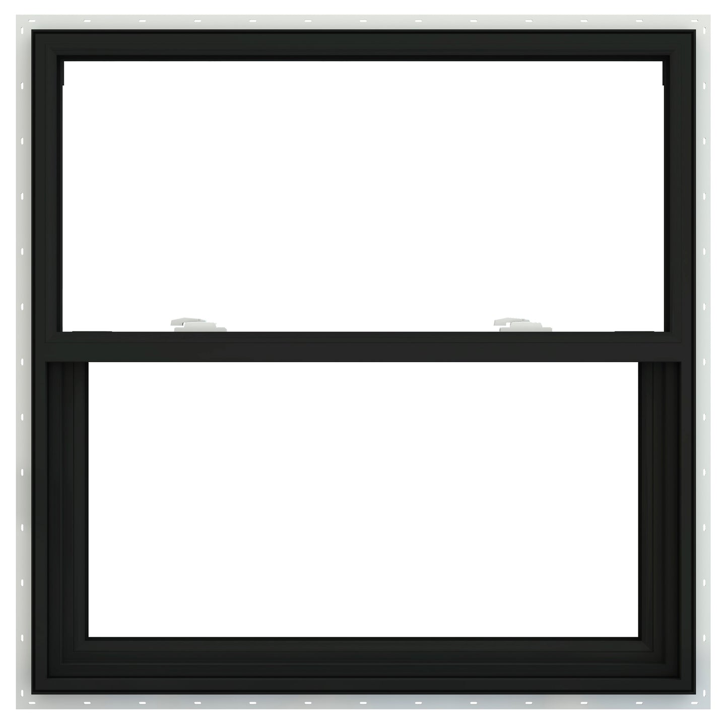 JELD-WEN V-2500 35-1/2-in x 35-1/2-in Bronze Exterior Vinyl New Construction Single Hung Window Low-E argon Double Pane Glass (Half Screen Included)