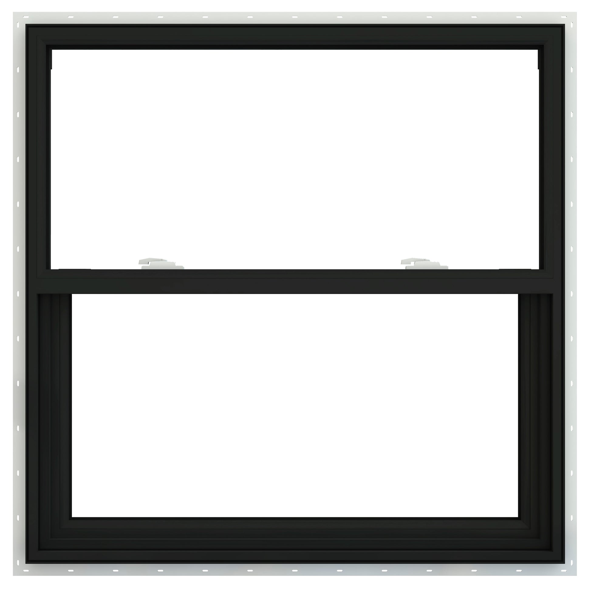 JELD-WEN V-2500 35-1/2-in x 35-1/2-in Bronze Exterior Vinyl New Construction Single Hung Window Low-E argon Double Pane Glass (Half Screen Included)