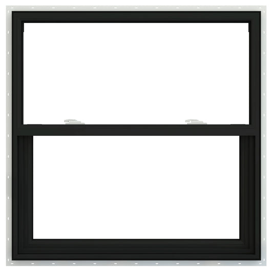 JELD-WEN V-2500 35-1/2-in x 35-1/2-in Bronze Exterior Vinyl New Construction Single Hung Window Low-E argon Double Pane Glass (Half Screen Included)