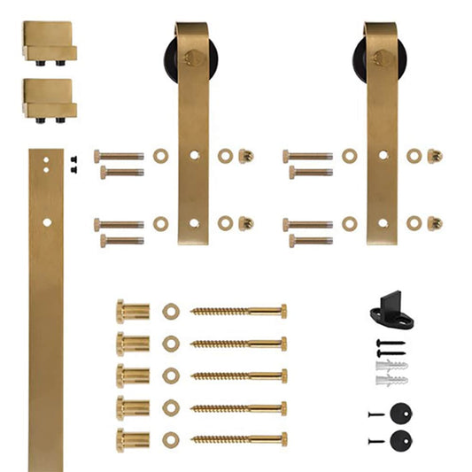 Quiet Glide 96-in Satin Satin Brass Indoor Standard Soft Close Single Barn door hardware kit