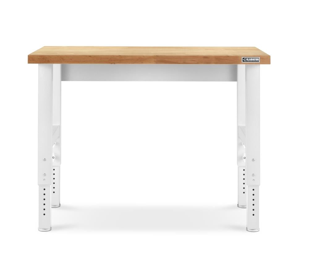 Gladiator Adjustable Height 52.4-in L x 41-in H Hammered White Wood Adjustable Height Work Bench