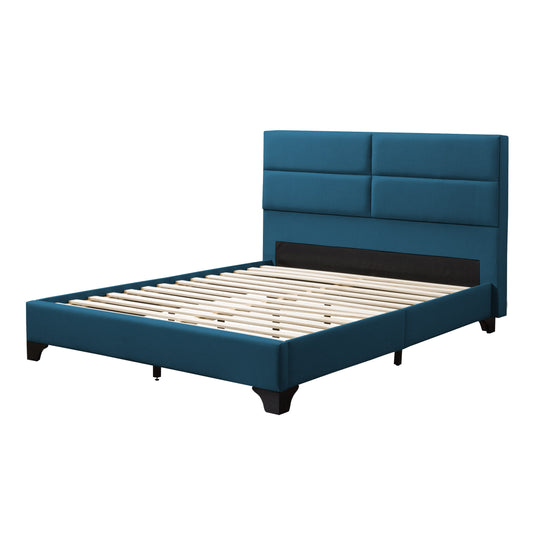 CorLiving Full Navy Blue Panel Bed with Headboard