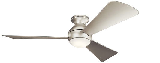 Kichler Sola 54-in Integrated LED Outdoor Downrod or Flush Mount Brushed Nickel with Silver Blades Ceiling Fan With Light ( 3 -Blade ) 1694983