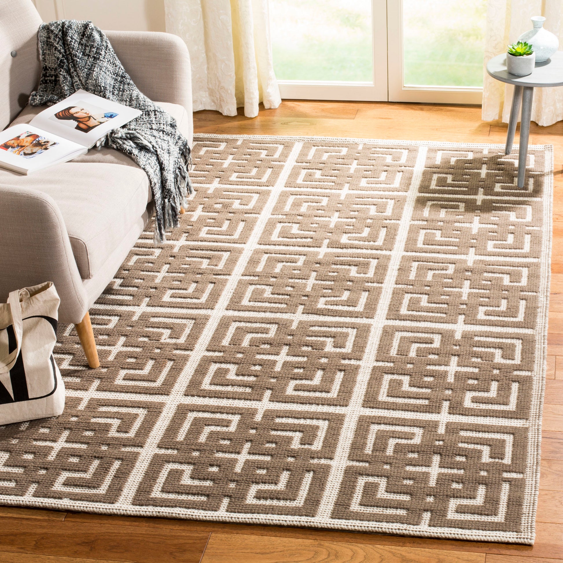 Martha Stewart Vermont 8 x 10 (ft) Wool Ivory/Brown Rectangular Indoor Geometric Area rug