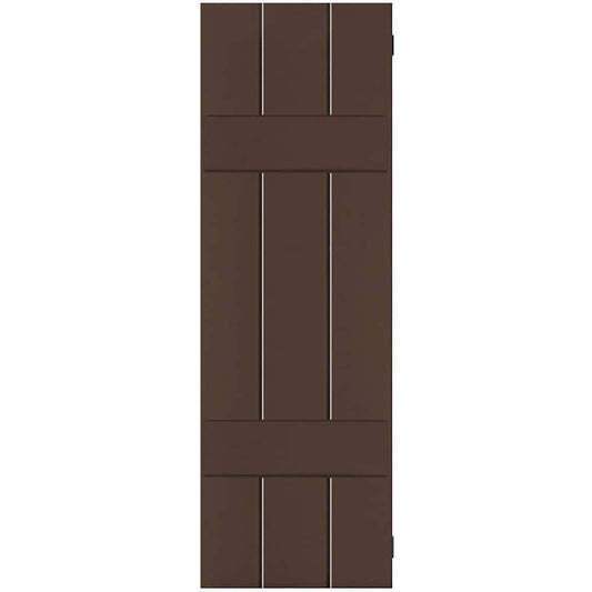Ekena Millwork 12-in W x 40-in H Tudor Brown Board and batten Wood Exterior Shutters ( 2 -Pack )