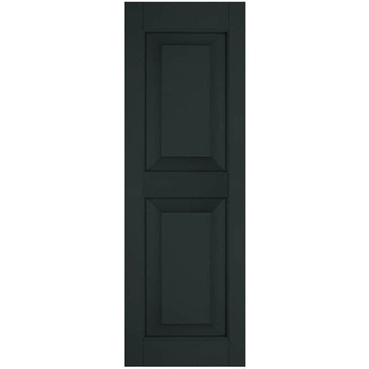 Ekena Millwork 18-in W x 48-in H Black Forest Green Raised panel Wood Exterior Shutters ( 2 -Pack )