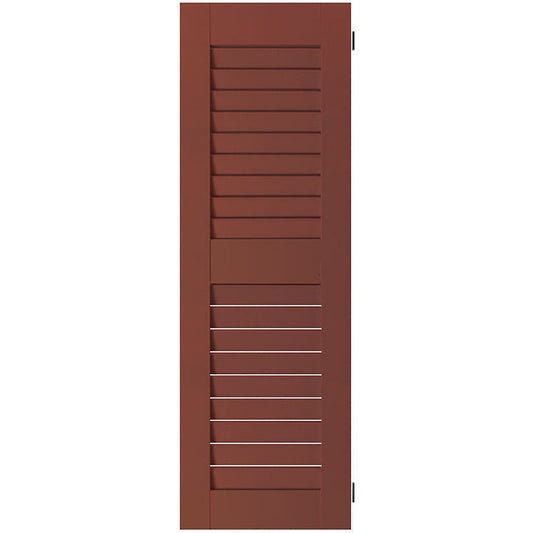 Ekena Millwork 15-in W x 72-in H Country Redwood Louvered Wood Exterior Shutters ( 2 -Pack )