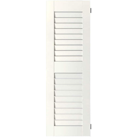 Ekena Millwork 18-in W x 49-in H White Paintable/Stainable Louvered Wood Exterior Shutters ( 2 -Pack )