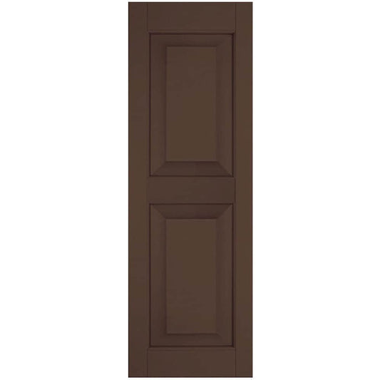 Ekena Millwork 12-in W x 57-in H Tudor Brown Raised panel Wood Exterior Shutters ( 2 -Pack )