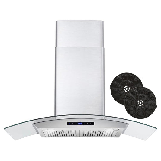 Cosmo 36 inch Ductless 380-CFM Stainless steel Wall-Mounted Range Hood with Charcoal Filter