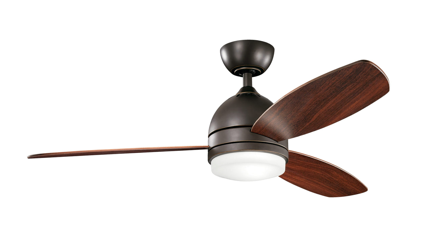 Kichler Vassar 52-in Integrated LED Olde Bronze with Walnut/Cherry Blades Ceiling Fan With Light ( 3 -Blade ) 1694988