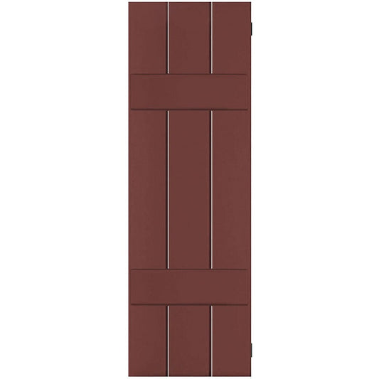 Ekena Millwork 12-in W x 32-in H Cottage Red Board and batten Wood Exterior Shutters ( 2 -Pack )