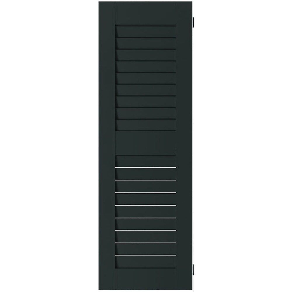 Ekena Millwork 12-in W x 41-in H Black Forest Green Louvered Wood Exterior Shutters ( 2 -Pack )