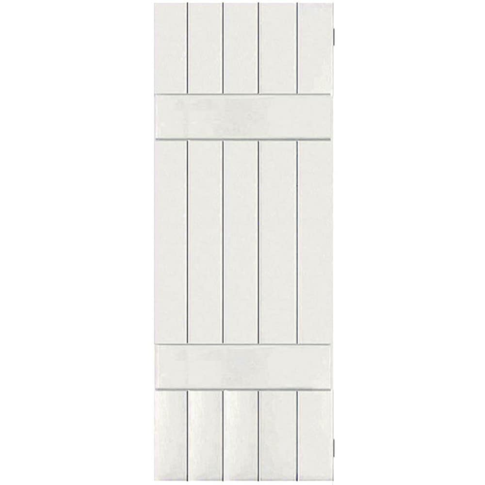Ekena Millwork 18-in W x 32-in H White Paintable/Stainable Board and batten Wood Exterior Shutters ( 2 -Pack )