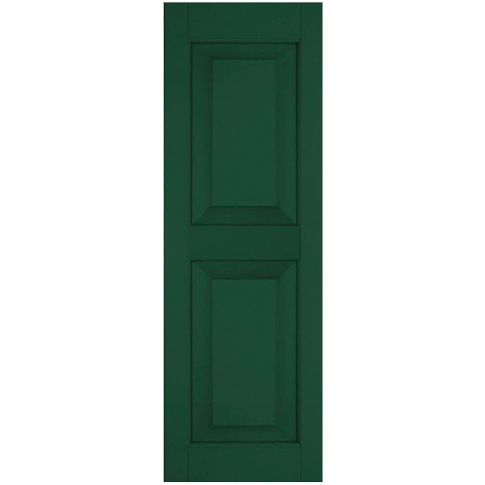 Ekena Millwork 12-in W x 32-in H Chrome Green Raised panel Wood Exterior Shutters ( 2 -Pack )