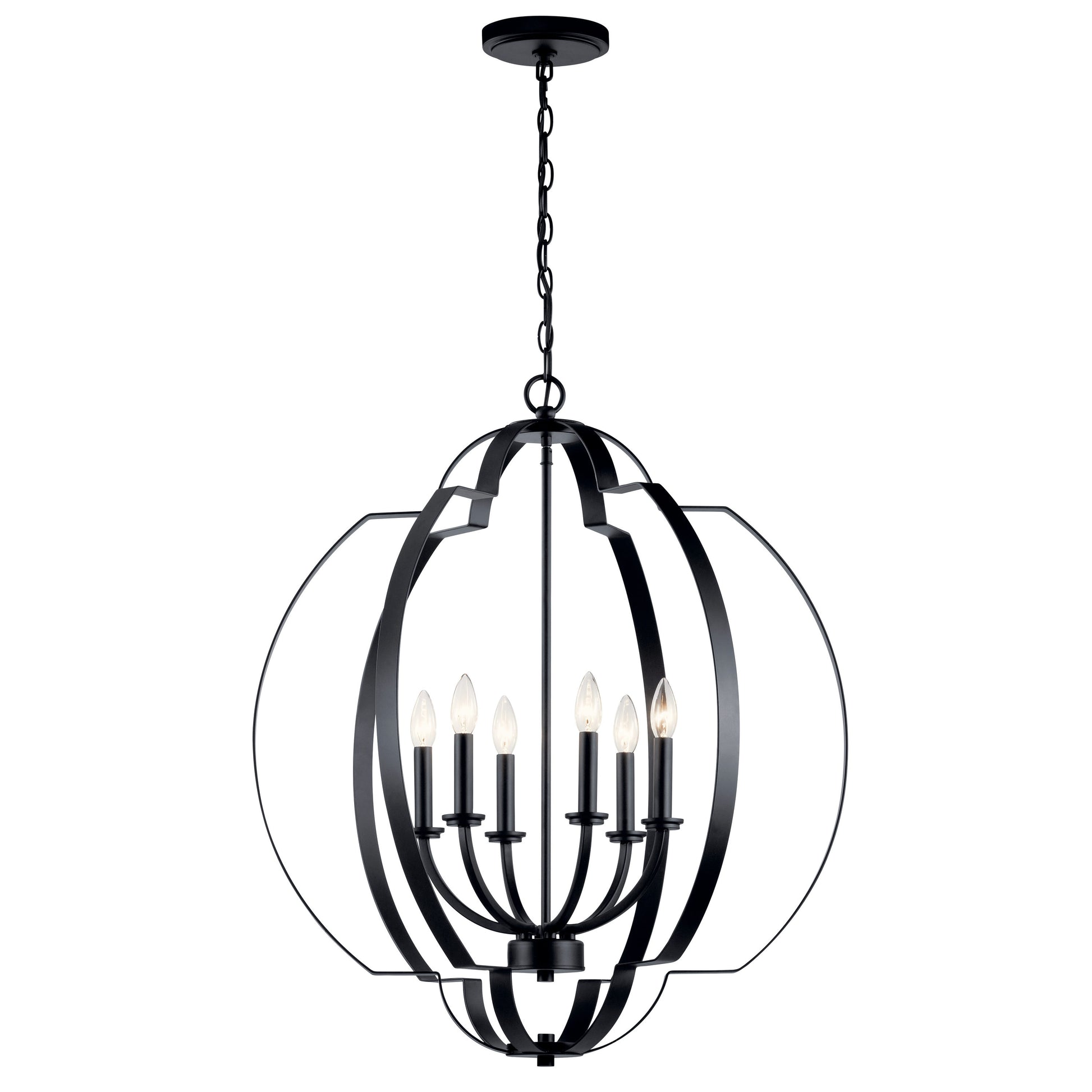 Kichler Voleta 6 -Light Black Traditional Cage For Use in Bedrooms, Dining Rooms, Foyers, Kitchens, Living Rooms Chandelier 1958832