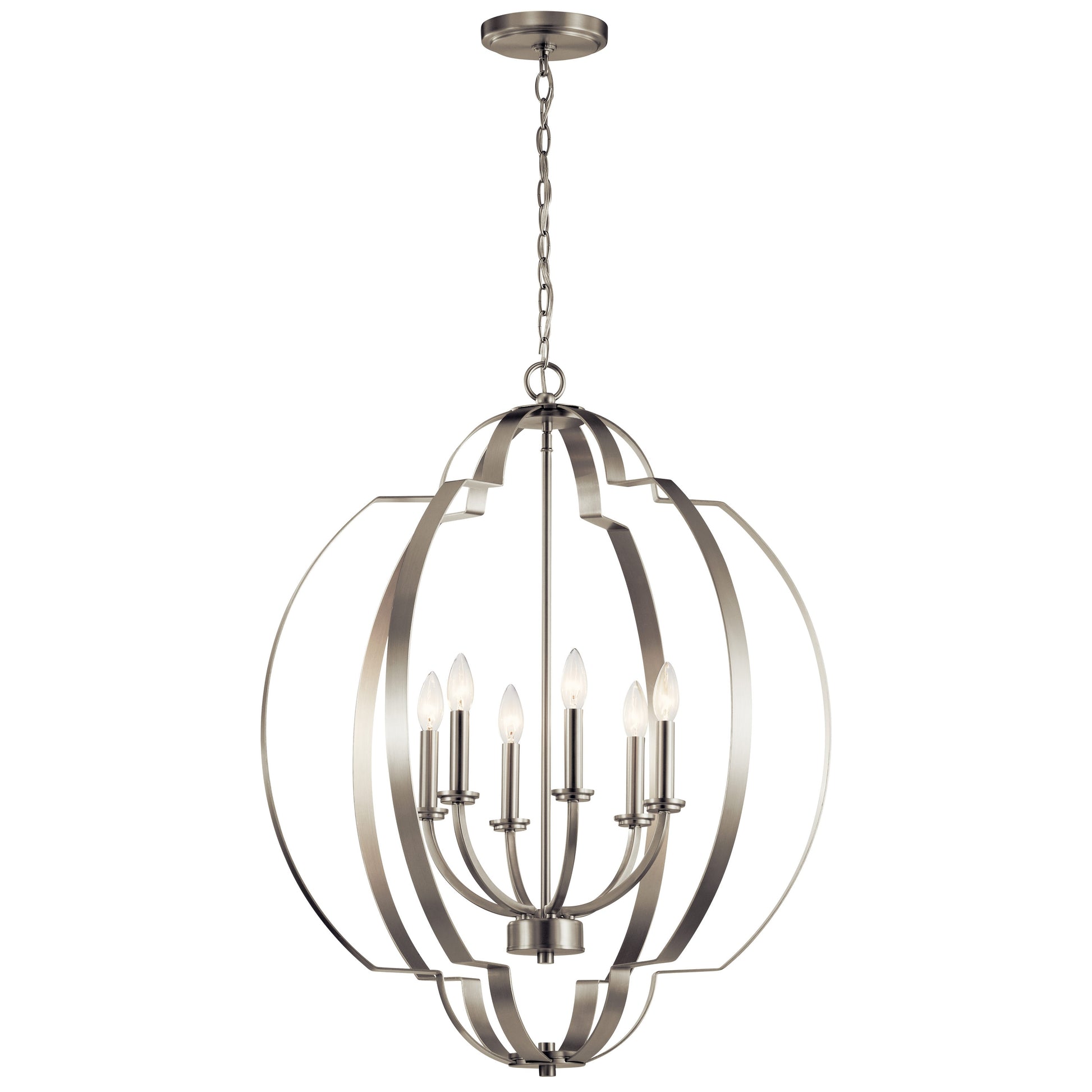 Kichler Voleta 6 -Light Brushed Nickel Traditional Cage For Use in Bedrooms, Dining Rooms, Foyers, Kitchens, Living Rooms Chandelier 1958833