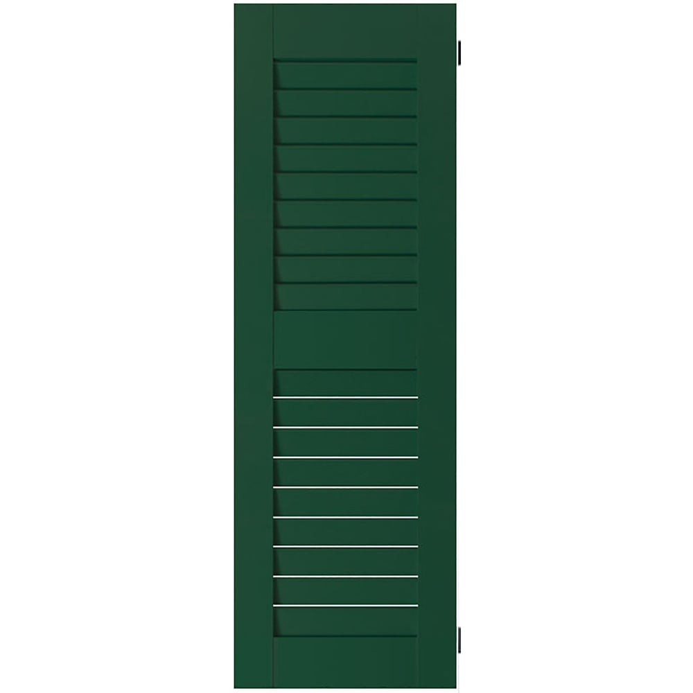 Ekena Millwork 18-in W x 32-in H Chrome Green Louvered Wood Exterior Shutters ( 2 -Pack )