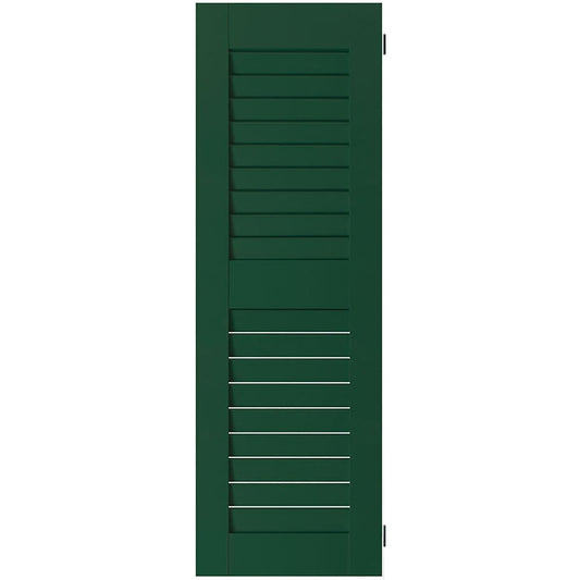 Ekena Millwork 18-in W x 32-in H Chrome Green Louvered Wood Exterior Shutters ( 2 -Pack )