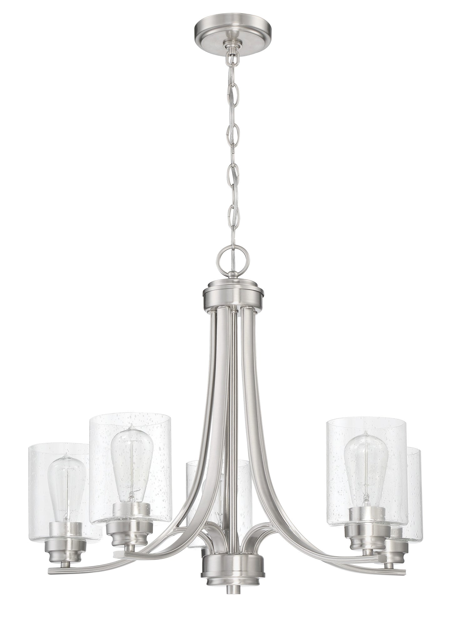 Craftmade Bolden 5 -Light Brushed Nickel Transitional For Use in Bedrooms, Dining Rooms, Foyers, Kitchens, Living Rooms Chandelier 2180062