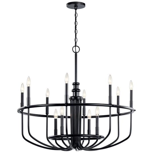 Kichler Capitol Hill 12 -Light Black Traditional For Use in Bedrooms, Dining Rooms, Foyers, Kitchens, Living Rooms Chandelier 2221013